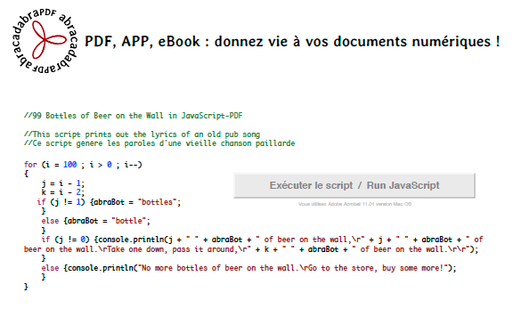 python projects: print the song 99 bottles of beer on... 99 bottles of beer - PDF-JavaScript • abracadabraPDF