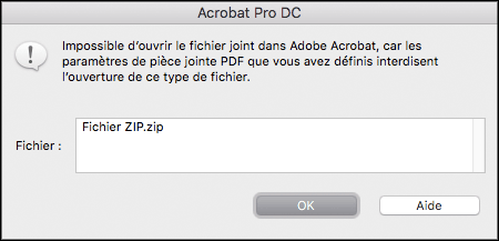 Incorporation d'un fichier ZIP dans un document PDF. Capture 2
