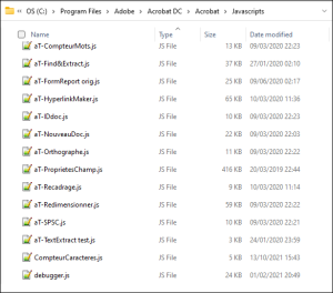 Dossier JavaScripts d'Acrobat Pro