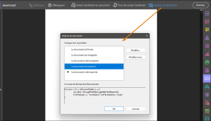 L'éditeur de scripts d'évènements d'Acrobat Pro